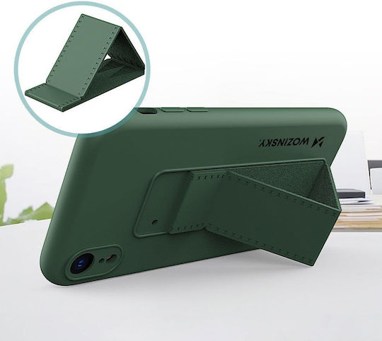Wozinsky Kickstand Flexible Umschlag Rückseite Silikon Schwarz (Redmi 9A / 9AT)
