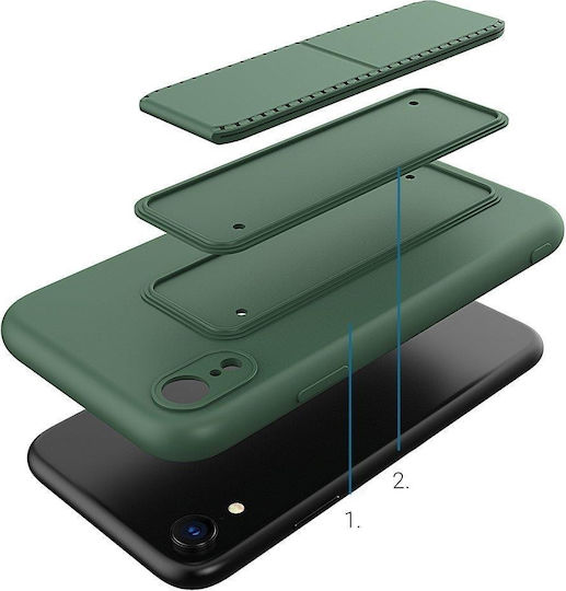 Wozinsky Kickstand Flexible Umschlag Rückseite Silikon Schwarz (Redmi 9A / 9AT)