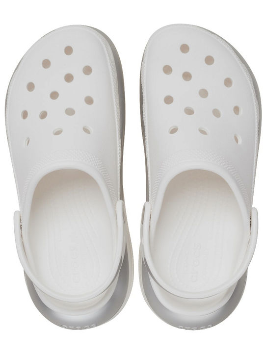 Crocs Classic Mega Crush Γυναικεία Σαμπό Λευκά