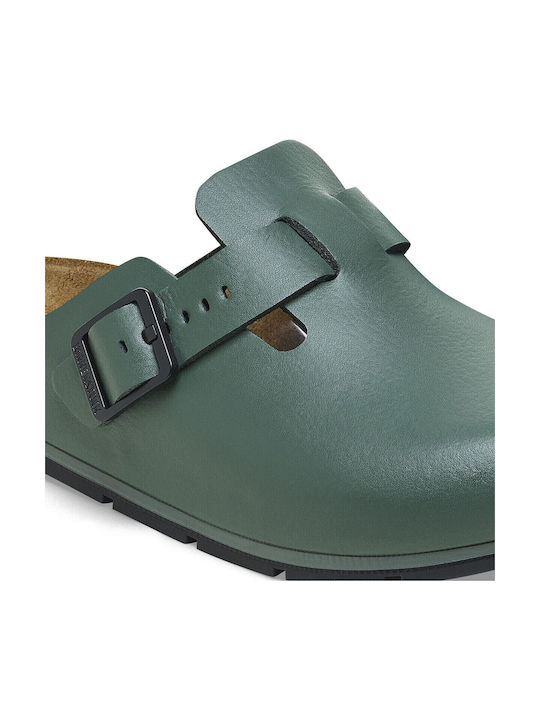 Birkenstock Boston Pro Women's Leather Anatomic Clogs Green