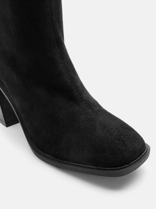Luigi Synthetic Leather High Heel Women's Boots with Zipper Black