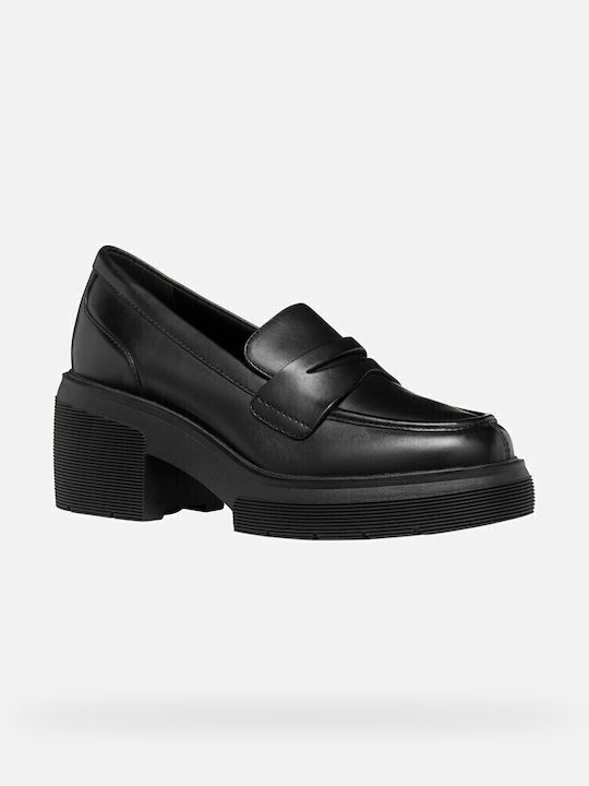 Leather Black Medium Heels Spherica