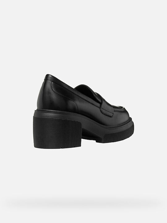 Leather Black Medium Heels Spherica