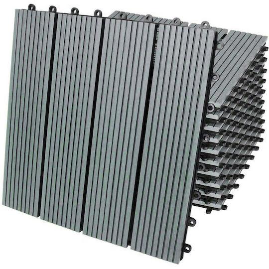 33 X WPC Terrassenfliesen 30x30cm Grau