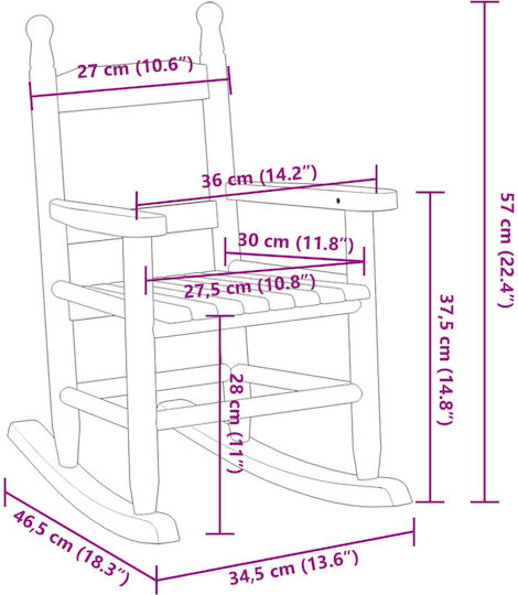 Kids Armchair White 36x46.5x57cm