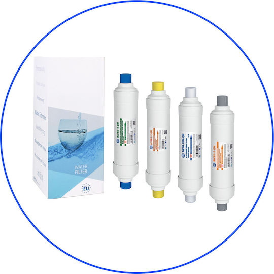 Aqua Filter Ανταλλακτικό Φίλτρο Νερού Κάτω Πάγκου από Ενεργό Άνθρακα 12" Excito-B-CLR-CRT 4τμχ