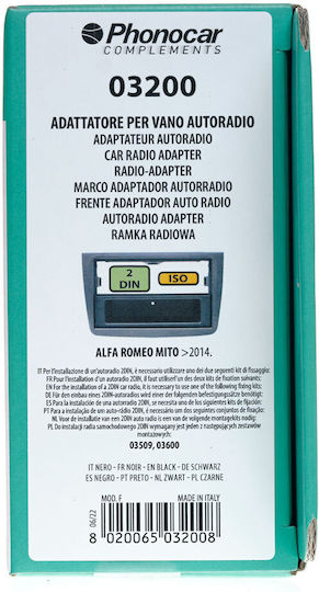 Phonocar DIN-Verkleidungsplatten 2 Din Schwarz für Alfa Romeo Mito 2014+