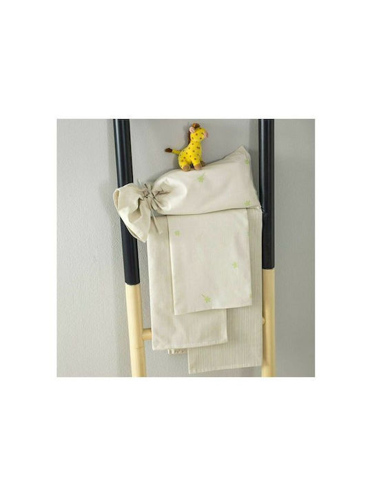 Nima Poco Pico Set Baby Bettwäsche Für Krippe Baumwolle Beige 115x180cm 3Stück