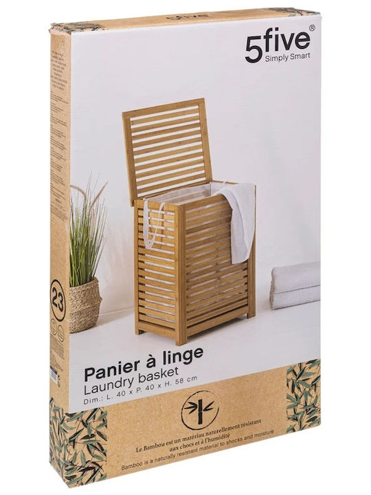 Atmosphera Καλάθι Απλύτων Bamboo 65lt με Καπάκι 40x40x58cm Καφέ