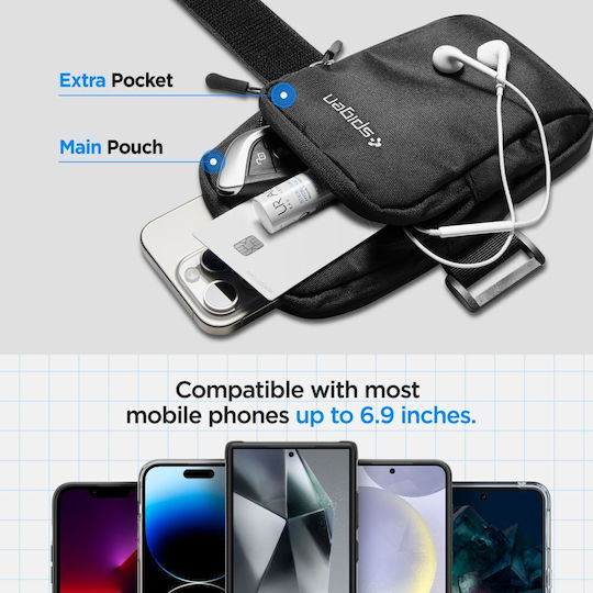 Spigen Dynamic Shield A702 Armband Ръчна лента до 6.9" Черен AMP04617