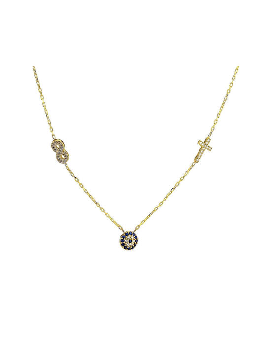 Goldsmith Necklace from Gold Plated Silver with Zircon