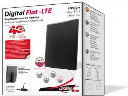 Jolly Line 44030 Digital Flat LTE Εσωτερική Κεραία Τηλεόρασης (Απαιτεί Τροφοδοσία) Μαύρη