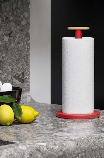 Alessi Wooden Paper Towel Holder Mattina Red 16x16x33cm BG05
