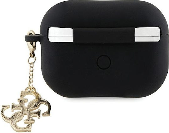 Guess Glitter Triangle Charm Hülle Silikon in Schwarz Farbe für Apple AirPods Pro 2