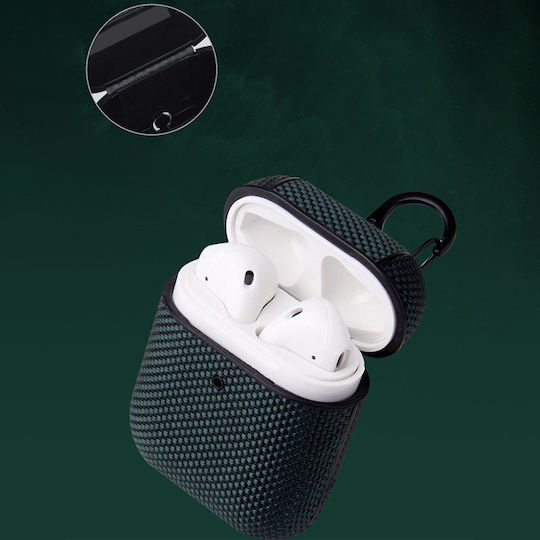 Hurtel Nylon Hard Θήκη Υφασμάτινη με Γάντζο σε Πράσινο χρώμα για Apple AirPods