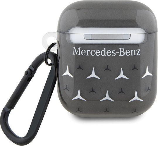 Mercedes-Benz Star Pattern Θήκη με Γάντζο σε Μαύρο χρώμα για Apple AirPods