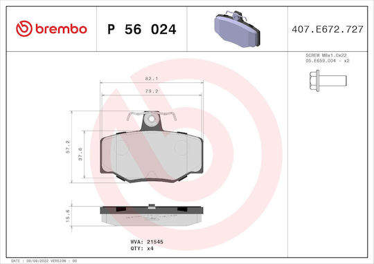 Brembo Σετ Τακάκια Πίσω για Nissan Almera / Almera Tino / Primera Peugeot Traveller