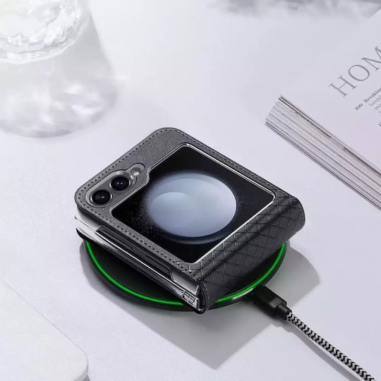 Dux Ducis Задна корица Кожа Черен (Galaxy Z Flip6)