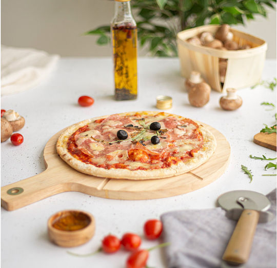 Livoo Platou de Servire Lemn cu Pizzas Cutter 40x30x1.5buc 1buc