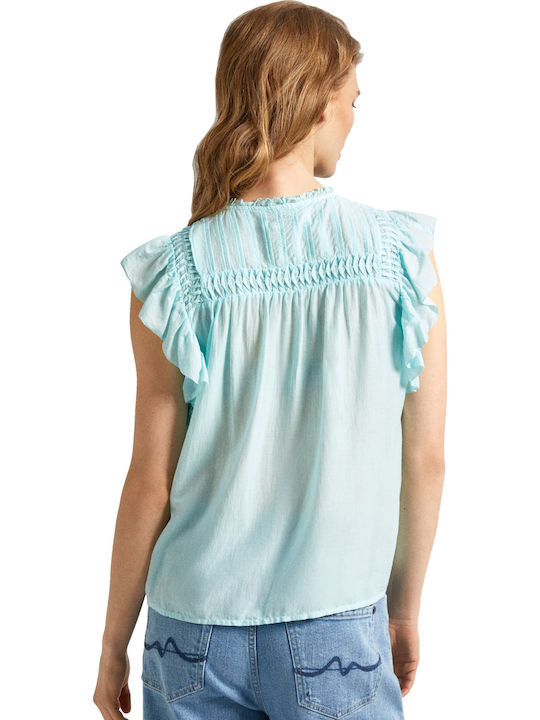 Dakota Ärmellos Damen Denim Hemd Aqua Blue