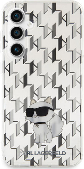 Karl Lagerfeld Monogram Choupette Umschlag Rückseite Kunststoff Transparent (Galaxy S23 FE)