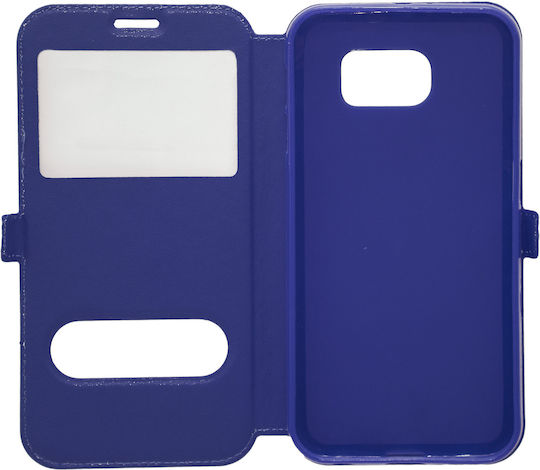 Window Side Closure Book Silicone Blue (Galaxy S7 Edge)