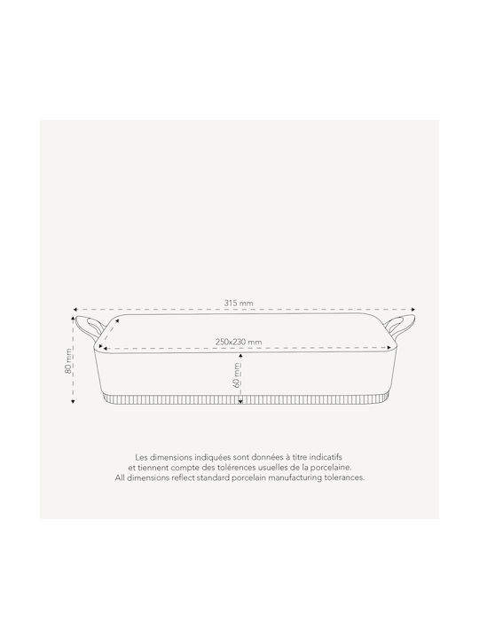 Pillivuyt Porcelain Rectangular Heat-Resistant Cookware 25x23x6cm