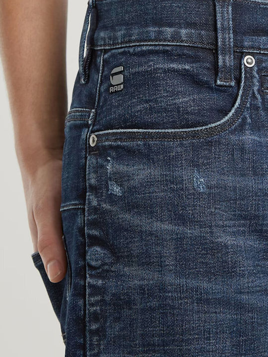 D-staq 3d Men's Elastic Jeans Pants with Slim Fit Dark Aged Denim