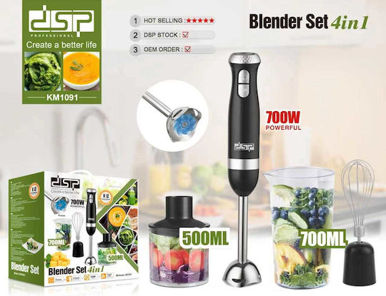 Hand Blender with Stainless Steel Shaft 400W Black