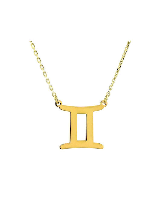 Goldsmith Necklace Zodiac Sign Gemini from Pink Gold Plated Silver