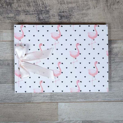 WISH BOOK 29X24CM WITH RIBBON FLAMINGO HEART