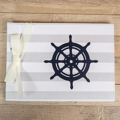 WISH BOOK 29X24CM WITH RIBBON STEERING WHEEL NAVY