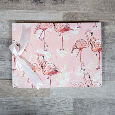 WUNSCHBUCH 29X24CM MIT SCHLEIFE FLAMINGO ROSA