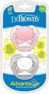 Dr. Brown's Pacifiers Silicone Pink - Grey for 0-6 months 2pcs