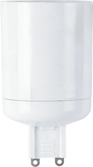 GloboStar Socket Adapter from G9 to E27 in White color Set 1pcs 78968