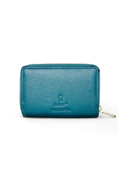 Lavor Μικρό Δερμάτινο Γυναικείο Πορτοφόλι με RFID Μπλε