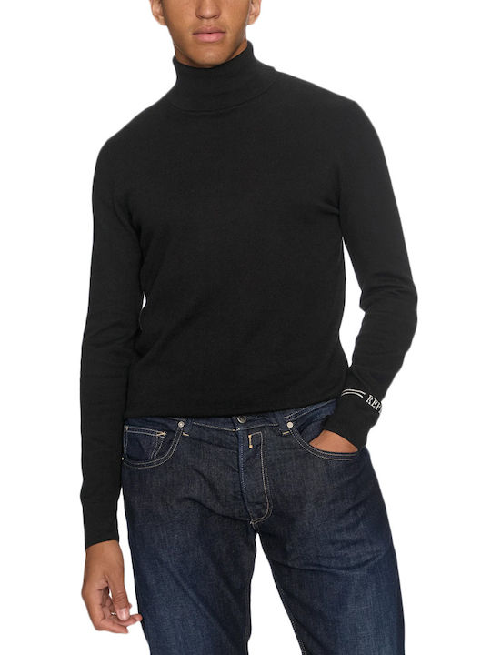 Replay Herren Pullover Rollkragen Schwarz