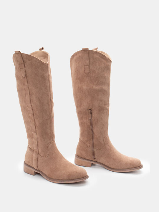 Suede Γυναικείες Μπότες Μπεζ