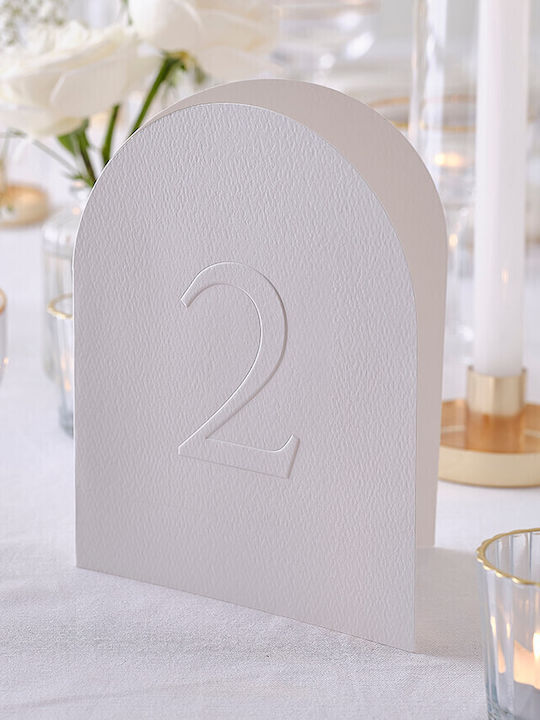 Table Number Cards White Embossed 12pcs