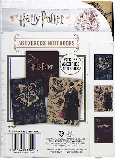 Harry Potter Σετ 3 Σημειωματάρια A6 Πολύχρωμα