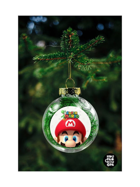 Koupakoupa Super Mario Christmas Hanging Ball Ornament Plastic Transparent With Gold Dust With Beads Transparent