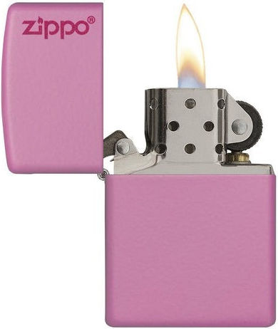 Zippo Classic Matte Logo Αντιανεμικός Αναπτήρας Φλόγας Pink Matte