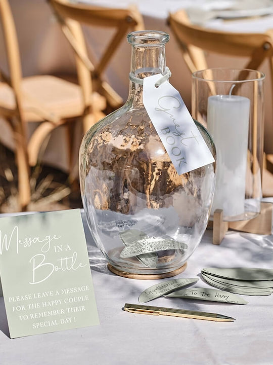 Wedding Wish Book Bottle Green Leaves