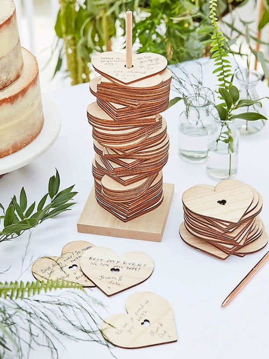 Wedding Wish Book Wooden Base Hearts