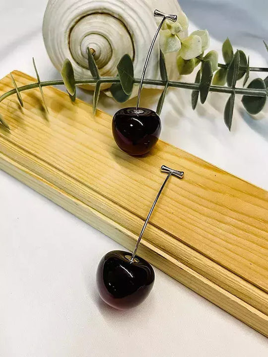 Awear Cherry Σκουλαρίκια Κρεμαστά από Ατσάλι Μπορντό