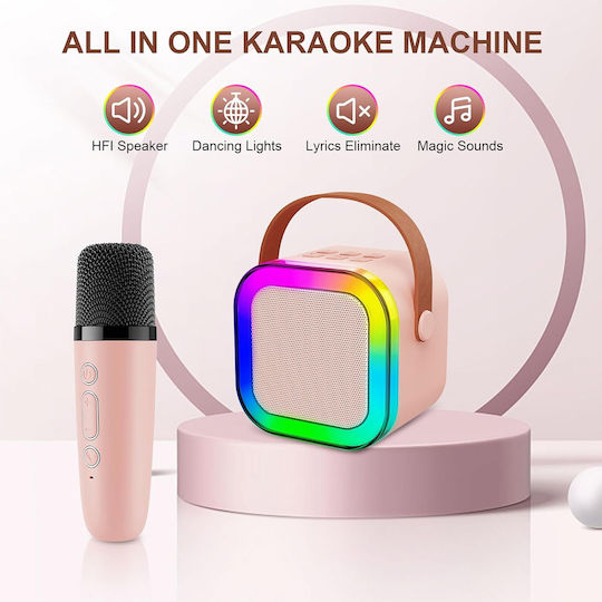 Arrango Ηχείο Karaoke με Ασύρματο Μικρόφωνο και Εφέ Φωτισμού AC49455 Μπεζ