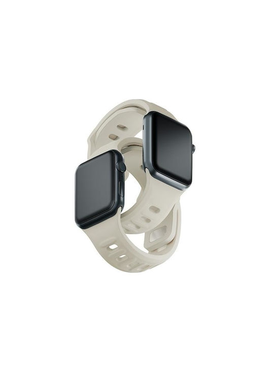 3MK Каишка Силикон с Pin Бежов (Apple Watch 38/40/41/42mm)