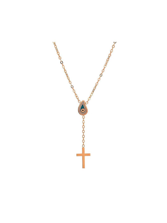 Goldschmied Damen Goldkette 9 Karat Auge Träne Anhänger Kreuz Weißgold