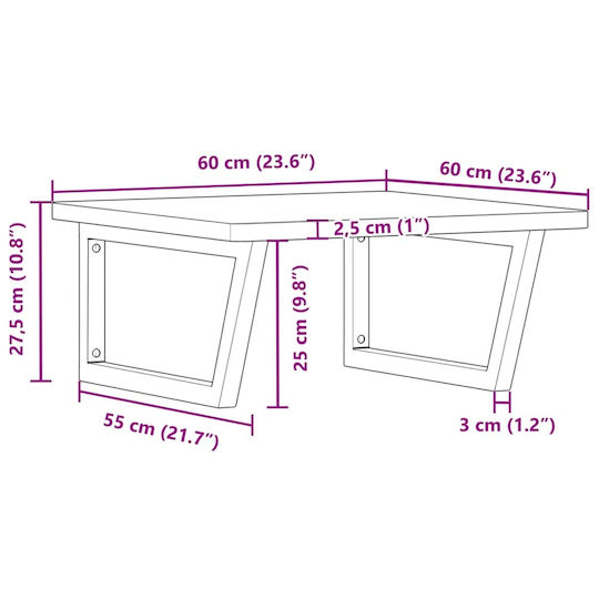 vidaXL Waschtisch ohne Waschbecken L60xB60xH2.5cm Beech