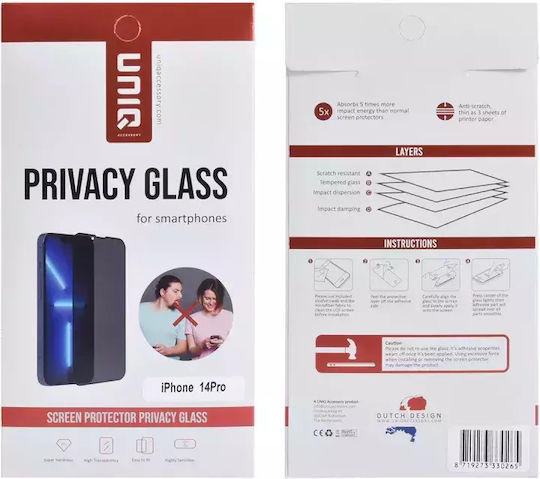 Uniq Privatsphäre Vollflächig gehärtetes Glas Schwarz (iPhone 14 Pro)